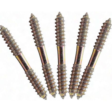 Cheville bois double filetage M8 x 70mm, vis d'assemblage mobilier, fixation robuste pour panneaux, lot de 5 pièces. (1/5)