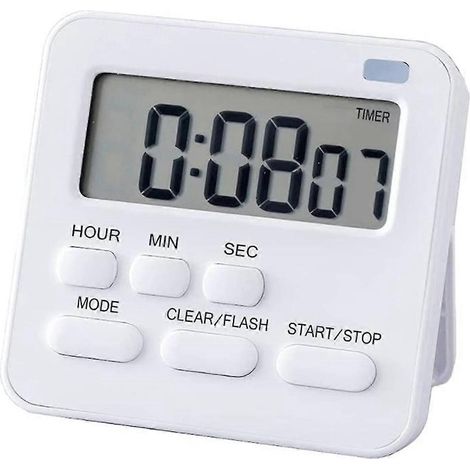 Minuteur de cuisine, minuteur à œufs avec horloge, chronomètre numérique avec écran LCD et alarme sonore pour la cuisine, la pâtisserie, le sport, l'apprentissage, etc. (1/5)