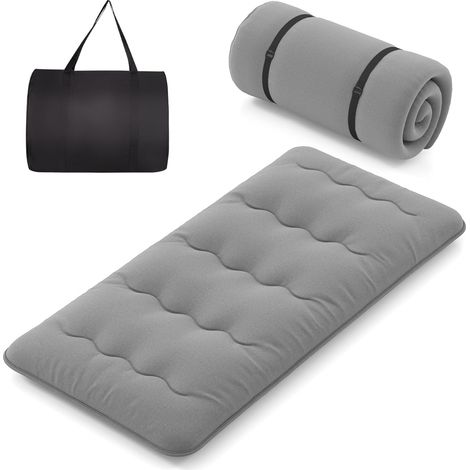 COSTWAY Materasso Futon Pieghevole, Materasso Portatile con Sacca da Trasporto per Camping, Materasso da Terra con Copertura Lavabile (Grigio,200 x 90 cm) (1/5)