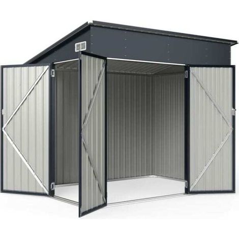Rangement Sécurisé Abri de Jardin Acier Galvanisé 3 Portes Verrouillables Toit Incliné Vélos Outils (1/5)