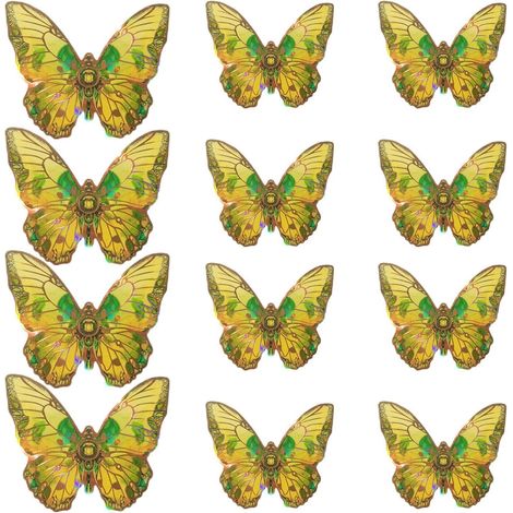 Papillons dorés 3D, autocollants muraux dorés amovibles, lot de 12 stickers raffinés pour chambre de petite fille, décorations
