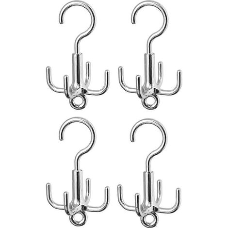 Porte-ceintures et porte-cravates, lot de 4, organisateur de placard, crochet de rangement pour ceintures, foulards, chapeaux, sacs à main, chaussures, soutiens-gorge, serviettes, rotation à 360° (1/4)