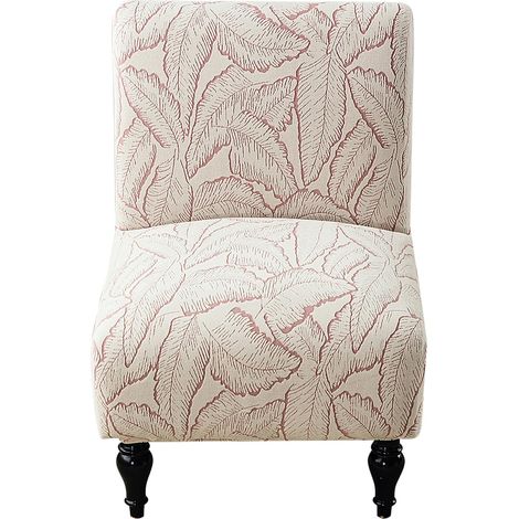 Housse pour fauteuil sans accoudoir 1 place, protège-meuble élastique et antidérapant en jonc, imprimé fleur, pour canapé, rose (1/5)