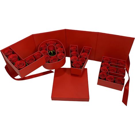 Boîte Vide Pour Bouquet De Roses Conteneur À Bonbons Lettre Boîte à Roses pour la Saint-Valentin,pour Anniversaire Demande en Mariage Diplôme Mariage Réunion Familiale Épouses Copines (1/5)