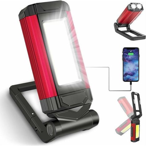 GU.B/bon Lampe Torche Travail LED Rechargeable Puissante,Lampe Baladeuse avec Lumière Rouge,Lampe Poche Aimantée Étanche IPX6 peut être Utilisée pour la Camping,Réparation et le Bricolage, etc. [Class (1/4)
