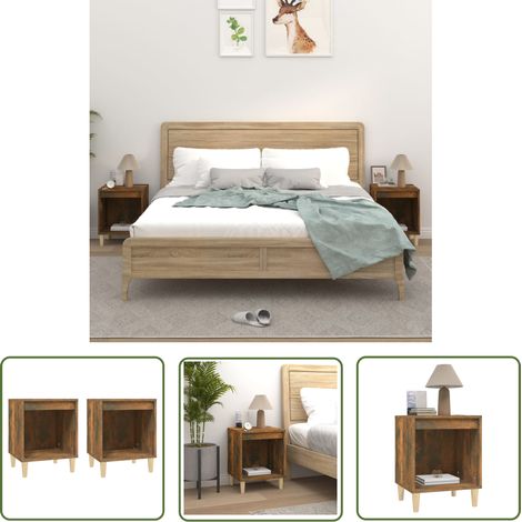 The Living Store Tables de chevet 2 pcs Chêne fumé 40x35x50 cm - Table De Chevet - Meuble De Chambre - Commode - Mobilier Intérieur - Meubles De Nuit (1/5)