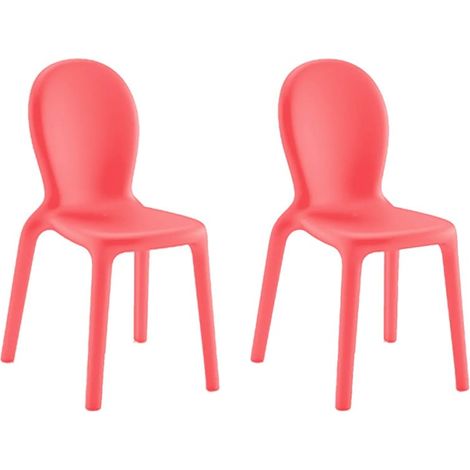2 x Sillas de polietileno comedor bar restaurante diseño moderno Chloé Stock - Rojo
