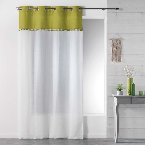 Gardine mit Ösen ALIXIA, 140 x 240 cm, weiß mit blauem Dekor (1/3)