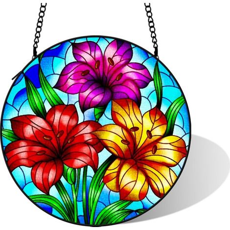 Vitrail suspendu pour décoration intérieure, diamètre: 25 cm (1/5)