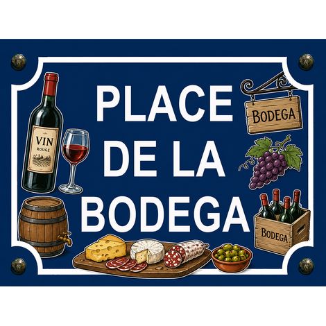 Plaque métal place de la Bodéga 20 × 15 cm
