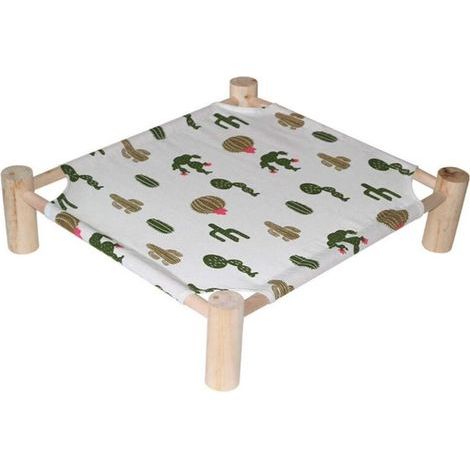Lit surélevé pour animaux de compagnie, lit de camping surélevé portable, lit pour chat, lit d'été, en maille respirante lavable, lit pour chat antidérapant en bois