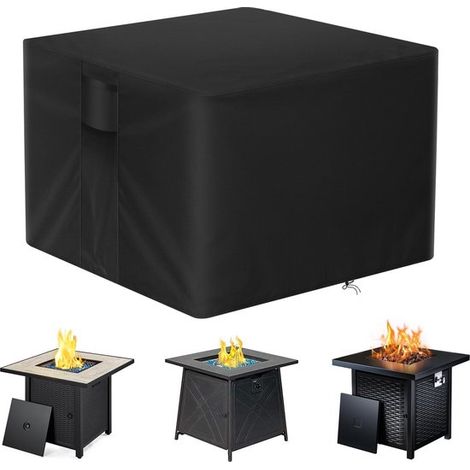Funda protectora para chimenea de patio - 82 x 82 x 61 cm - Negra (1/5)