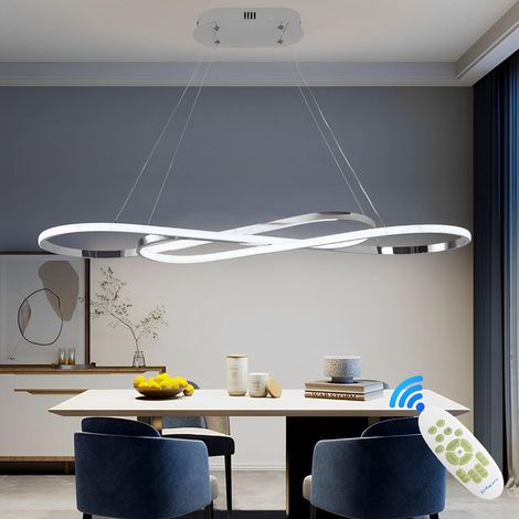 57W Suspension Luminaire LED, Lustre Design Double 8, Argent (1/5)