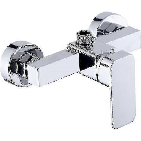 Grifo mezclador de ducha moderno cromado para montaje en pared con control termostático para agua fría y caliente. (1/5)