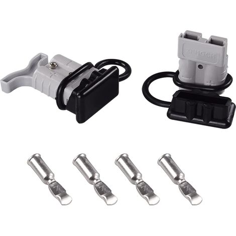 120 Amp 2 Pcs connecteur de batterie 120A connexion rapide déconnexion + 1 pièce 120A amp poignée connecteur d'alimentation de batterie + 2 pièces couvercle anti-poussière (Gris, 2 AWG) (1/4)