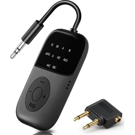 Bluetooth 5.4 Transmetteur Récepteur, 2-en-1 Adaptateur Bluetooth Avion, Double Casque (1/5)
