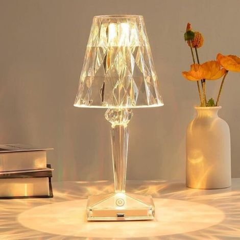 LED crystal table lamp, diamond crystal table lamp, 3 color changes, touch control, with USB cable (1/5)