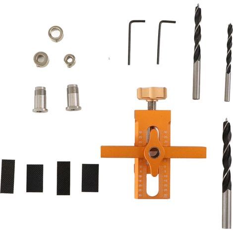 Quick-positioning aluminum alloy cabinet door positioning jig, leveling, drilling and mounting, for panels 5.8 to 40.8 mm (0.23 to 1.61 in), orange (1/2)