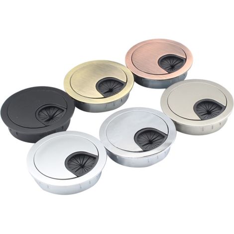 Cache-câbles de bureau élégant pour ordinateur, passe-câbles de bureau, boîtier de raccordement de surface, finition nickel brossé, 35 mm (1/4)