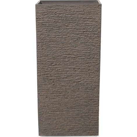 Haut Cache-Pot Marron Carré 40 x 40 x 80 cm Pot de Fleurs Robuste en Pierre et Polyrésine au Design Moderne Idéal pour Extérieur et Intérieur Beliani (1/5)