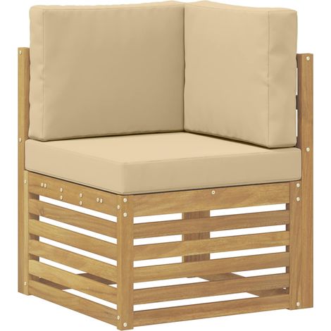 Canapé d'angle extérieur Bois d'Acacia Massif Blanc vidaXL