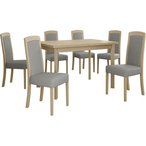 Conjunto de mesas y sillas para comedor Victorville 351, Roble Sonoma, 78x80x120cm, Diámetro: 0, Número de asientos: 6, Estilo: Contemporary