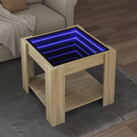 Mesa de centro y LED madera ingeniería roble Sonoma 53x53x45 cm vidaXL (1/5)