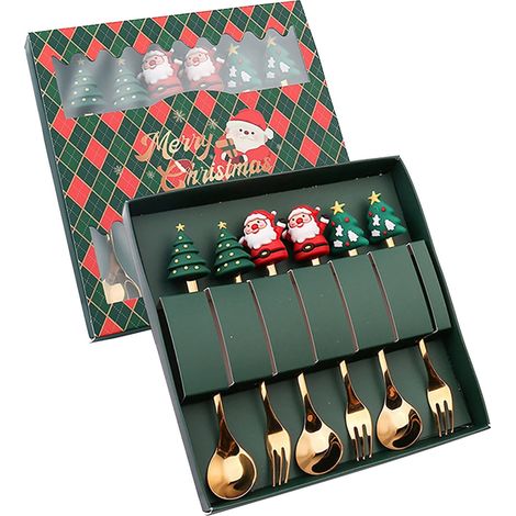 Cuillère - Fourchette - Ensemble De Vaisselle De Noël En Acier Inoxydable - Pour Repas Festifs Et Réunions Familiales - 6 Pièces