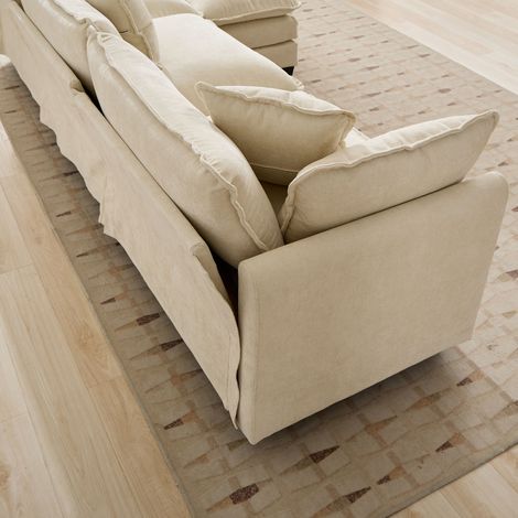 Accoudoirs uniquement pour canapé Cloud, canapé d'angle moderne, idéal pour salon, chambre et appartement, coussin d'assise double couche confortable, tissu chenille respirant, beige, DE501CBG (1/4)
