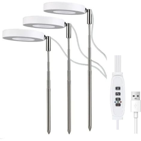 Lampe horticole encastrable à DEL, lampe de bureau à spectre complet avec minuterie automatique, intensité réglable sur 4 niveaux, ensemble de 3 pièces (1/5)
