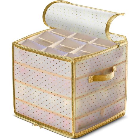 Boîte De Rangement Pour Boules De Noël - 30x30x30 Cm - Matière Pvc Et Pp Transparent Et Rouge - 1 Pièce (1/5)