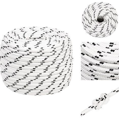 Corde de bateau tressé Blanc 12 mmx25 m Polyester - Corde Marine - Corde Polyester - Corde Tressée - Ligne De Gréement - Écoute Principale (1/5)