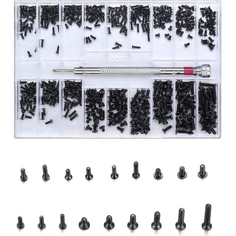 500 Pcs Micro Vis de Réparation, Kit d'assortiment Mini Vis électroniques pour Lunettes, Ordinateur Portable, Bijoux, Réparation de Montres (1/5)