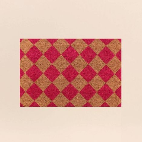 Paillasson coco imprimé damiers 40x60cm (1/5)