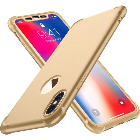 CUSTODIA PER IPHONE XS MAX 6.5' VETRO TEMPERATO ORO (1/5)