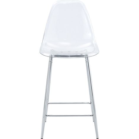 Set mit 4 transparenten Barhockern mit silberfarbenem Metallgestell (1/5)