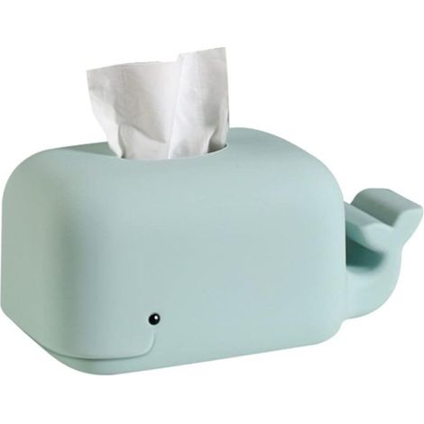 Boîte à Mouchoirs Baleine en Silicone, Couvre-Boîte à Mouchoirs avec Support Téléphone, Organisateur Anti-Chute pour Cuisine et Salon (1/5)