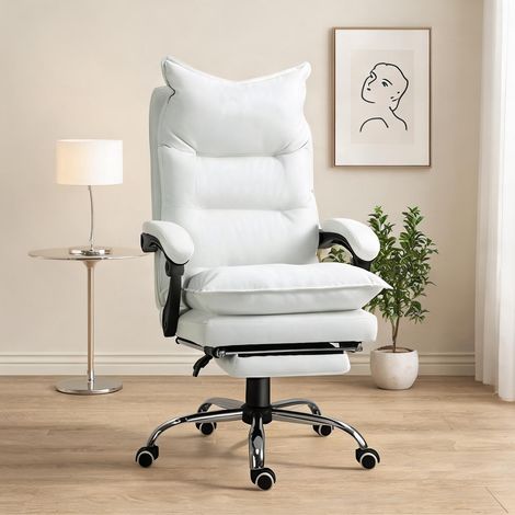 Chaise de bureau coloris blanc en métal 66 x 72 x 130 cm (1/5)