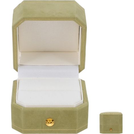 Elegante cofanetto ottagonale in velluto per anelli nuziali (1/5)