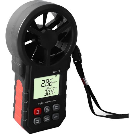 Anémomètre numérique portable avec capteur de vitesse du vent, thermomètre mesure température, écran LCD pour extérieur (1/5)