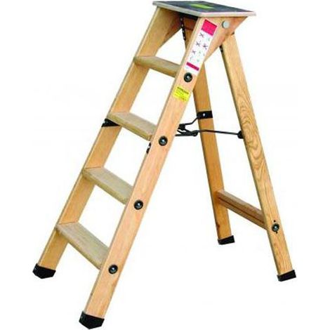 Outifrance - Escabeau Bois Professionnel 10 marches + tablette