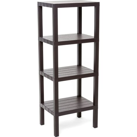 TATAY Scaffale Bagno a 4 Ripiani Resistente all’Umidità Inclusi Viti e Compatibile con Sistema Quick Fix Per Interni ed Esterni Portata fino a 40 kg – Modello Lombok – Marrone (1/4)