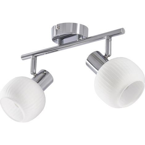 Plafonnier moderne chromé 2xE14 verre blanc Candellux (1/3)