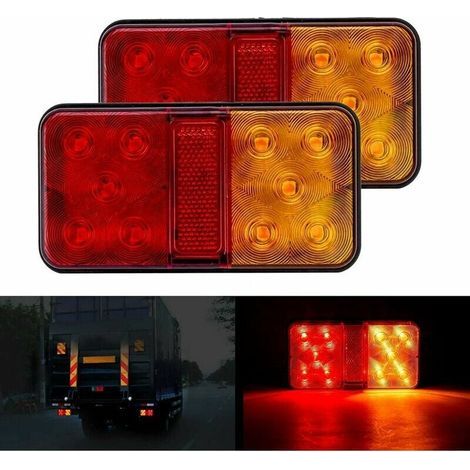 Feux Arrières LED - 12 V - Étanches IP65 - Multifonctionnels Frein Position Clignotant - Pour Remorque Camion Caravane Tracteur Agricole - 2 Pièces (1/5)