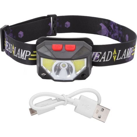 LED Outdoor Headlamp ABS Mini Multifunctional USB Charging COB Sensor Head Flashlight (1/5)