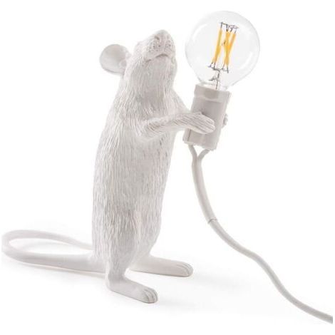 Lampe souris moderne en résine, lampe de bureau créative, lampe de chevet, cadeau décoratif, LED, pour chambre à coucher, bureau (debout) (1/2)