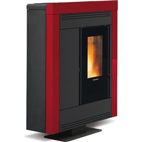 La Nordica Stufa A Pellet Souvenir Plus Steel 5.0 Bordeaux 10.2 Kw Canalizzata Slim