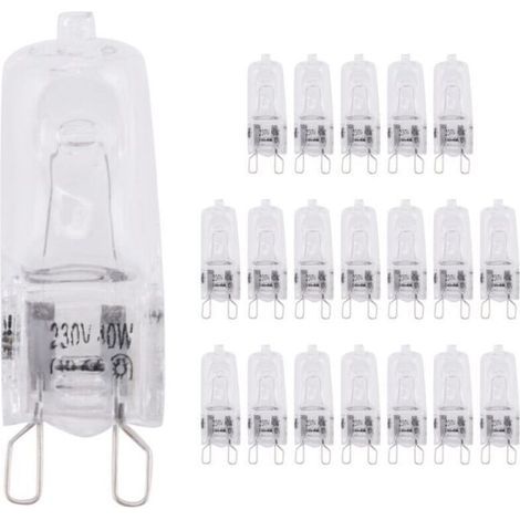 Halogenlampe, 20er-Pack G9-Halogenlampen, 40 W, dimmbar, klar, warmweiß (2800 K) für Kronleuchter, Pendelleuchten und Gartenbeleuchtung (1/5)