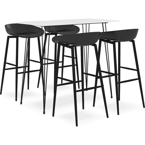 vidaXL Ensemble de bar 5 pcs Blanc et noir (1/5)