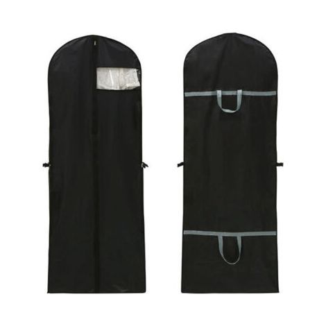 1 Pièces Housse Robe Longue, 180×60 cm Housse Robe de Mariée, Housses Vetement Protection Anti Poussière, Housse pour Vetement avec Poignée, Housse Robe pour Vêtements Suspendus (Noir) (1/5)